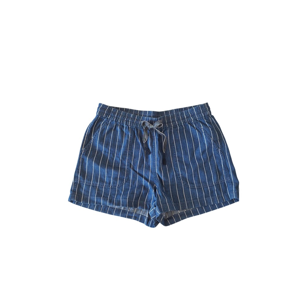 J.Crew Blue Pinstripe Cotton Lyocell Drawstring Shorts Womens Small Casual